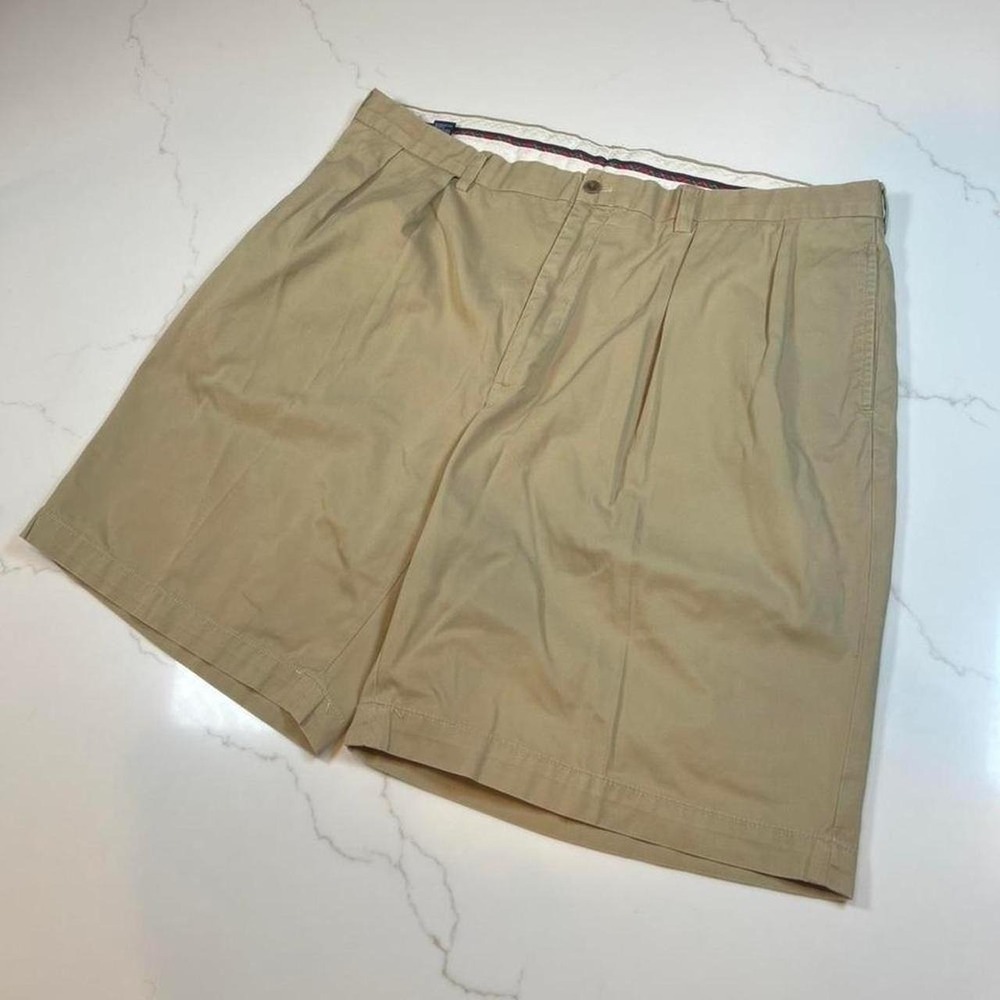 Polo Golf Ralph Lauren Fairway Shorts Mens 42 Khaki Tan Pleated Cotton Twill